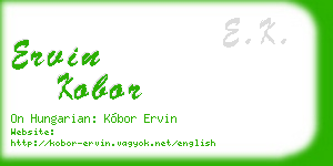 ervin kobor business card